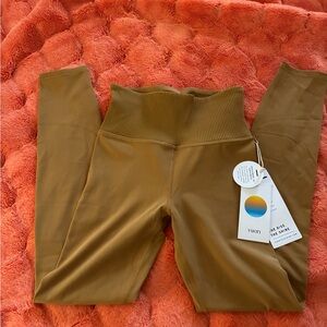 Vuori Ribbed Waist Tan Leggings